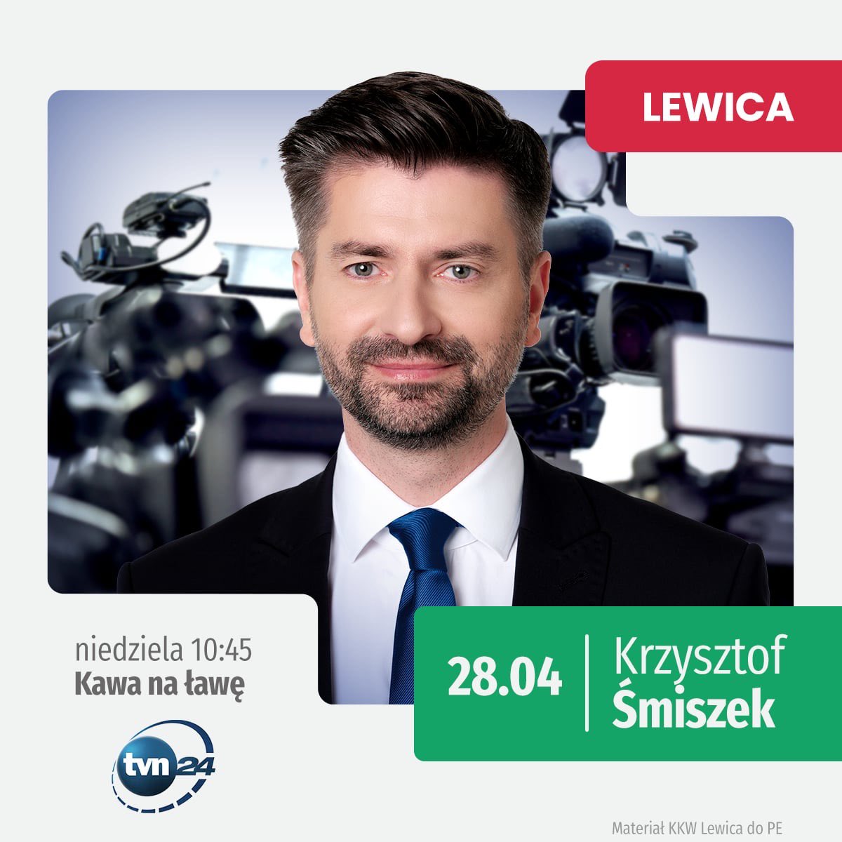 📺 Wiceminister Sprawiedliwości @K_Smiszek jutro o 10:45 będzie gościem programu @tvn24kawa w @tvn24 Zachęcamy do oglądania! #LewicaWMediach #EuropaDlaCiebie