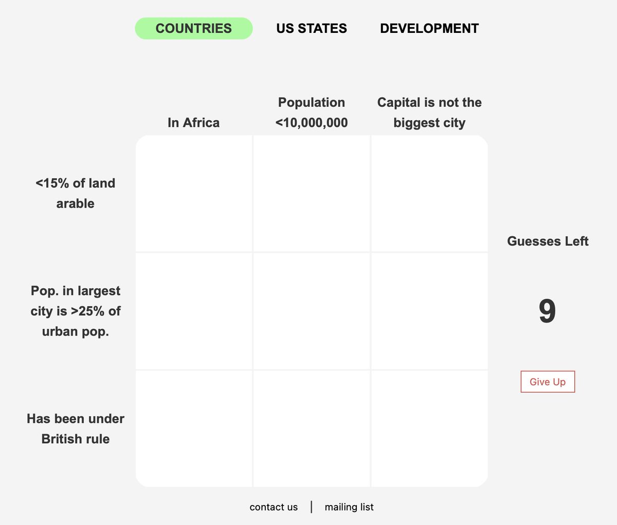 GeographyGrid's tweet image. Today's Countries Grid! Show off your geography knowledge and complete the puzzle!

Play now at GeographyGrid.com