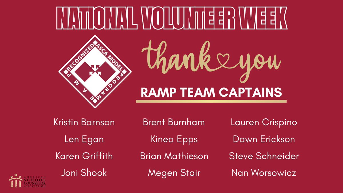 'RAMP Team Captains volunteer year-round and go above and beyond to ensure the RAMP program is successful by preparing reviewers and scoring applications.' – Deirdra Hawkes, ASCA Director of Programs & Advocacy #NationalVolunteerWeek