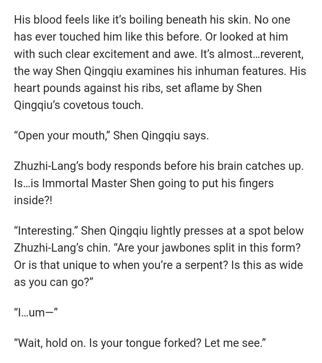 💚 if you make a snake blush 🐍 #zhuzhilang #zhushen #svsss 💚 1.6k, rated T 🐍 fluff, sqq getting excited about zzl's snake features hehe 💚 written for @lavenderandrue as part of @SVSSSAction! 🔗⬇️