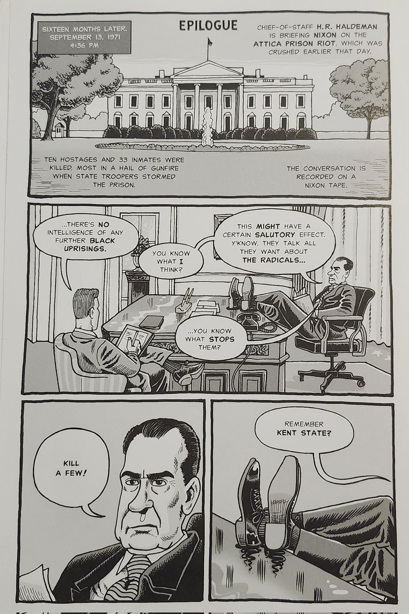 Kent State: Four Dead in Ohio (2020)

Script/Art: Derf Backderf

#ComicPanelsILove #KentState #KentStateMassacre #Ohio #RichardNixon #Nixon #President #UntiedStates #AtticaPrisonRiot #Attica #NewYork