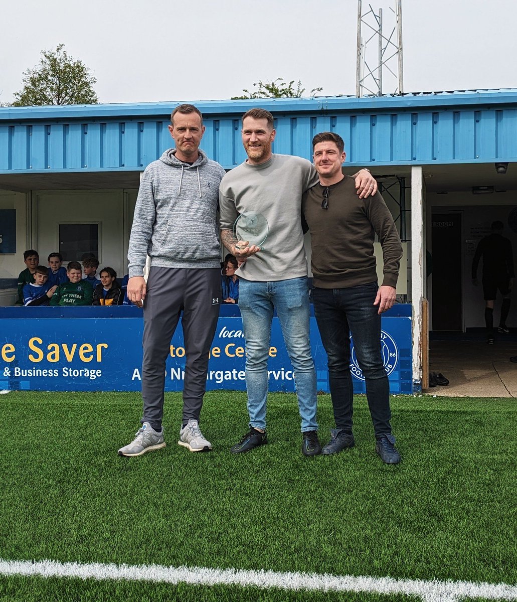 Jack Delo, Herne Bay FC's most capped player, picks up his awards before kick off today.