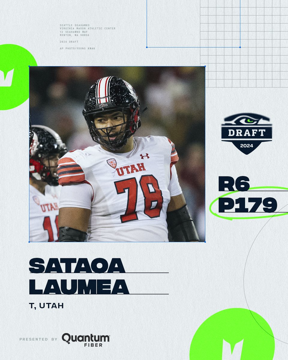 Headed to the Emerald City. With the 179th pick, we've selected T @LaumeaSataoa! @Utah_Football | @QNTMFiber