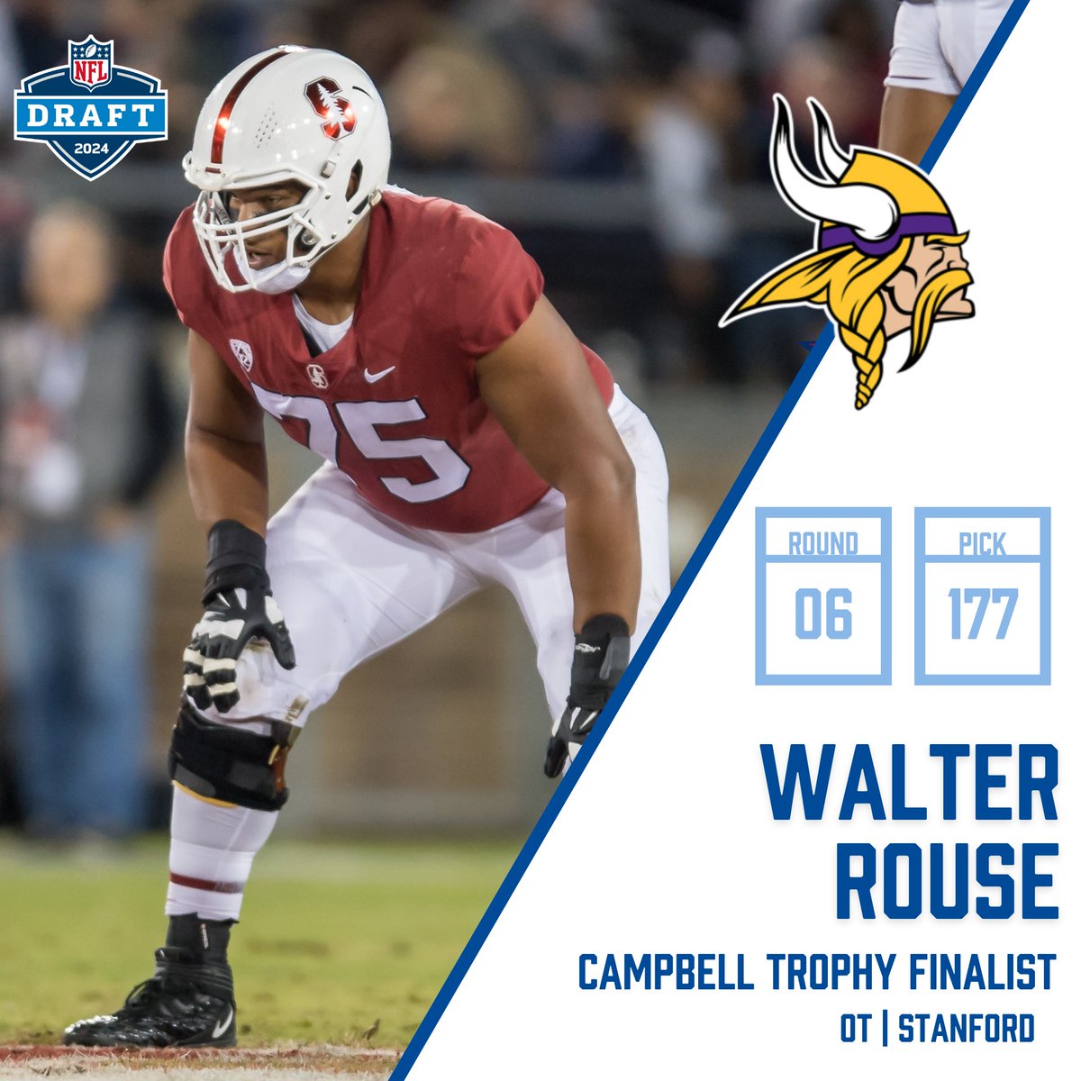 Cardinal >> Sooner >> SKOL VIKINGS! Congrats to 2022 #CampbellTrophy finalist Walter Rouse who is headed to Minnesota!
