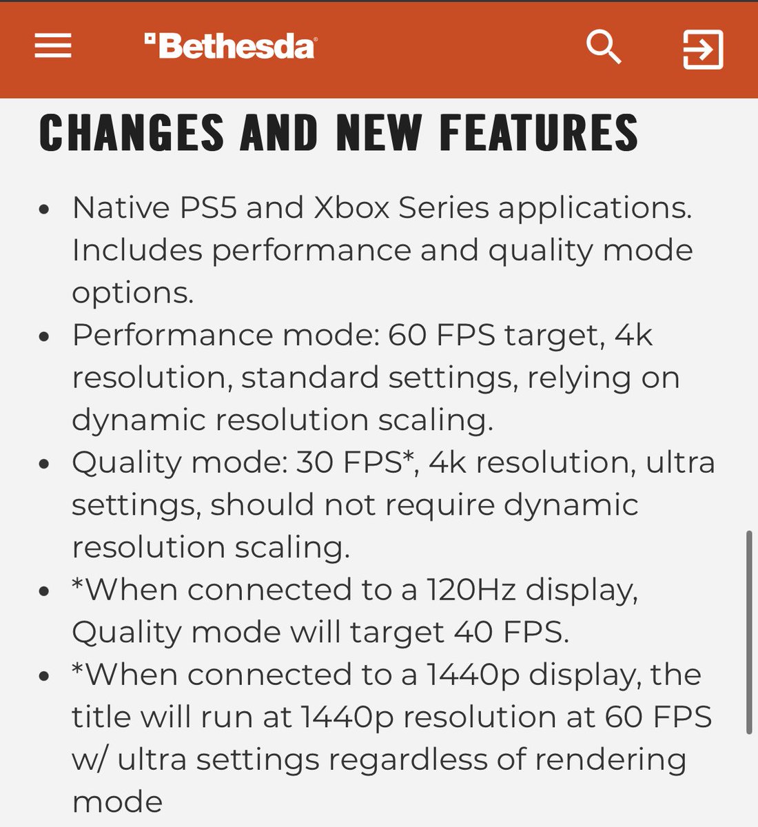 @BethesdaStudios so the patch notes are wrong? What about the 40fps mode in 120Hz?