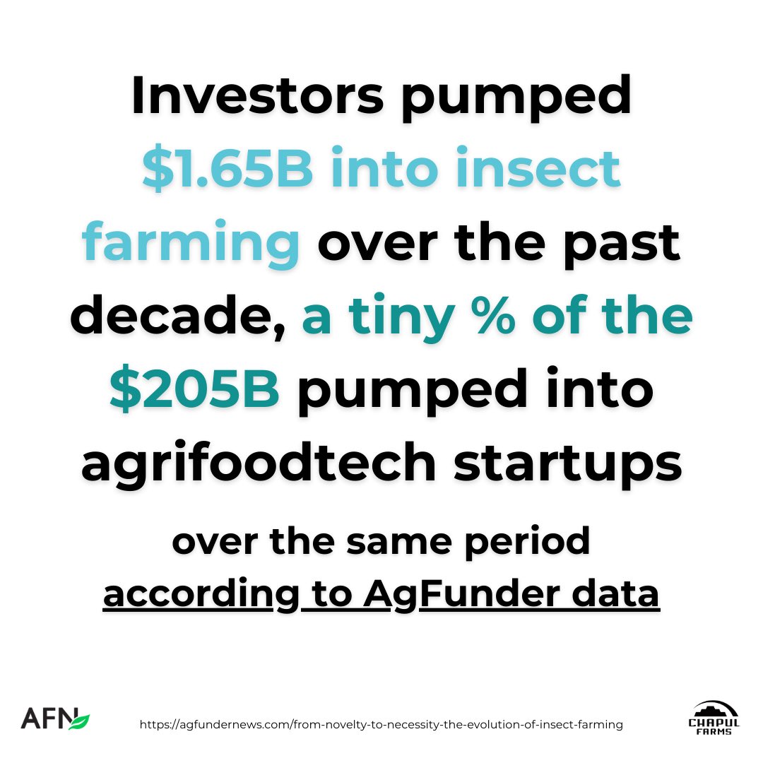 Over the last decade, insect agriculture has received but a tiny fraction of the investments into agrifoodtech. 

We can do better.