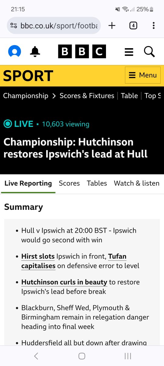 10,602 @lufc fans watching the live score updates! Come on Hull City Tigers! @TheSquareBall @PhilHay_ @nancy #itfc #ALAW #lufc #hcfc @BBCSport @bbc