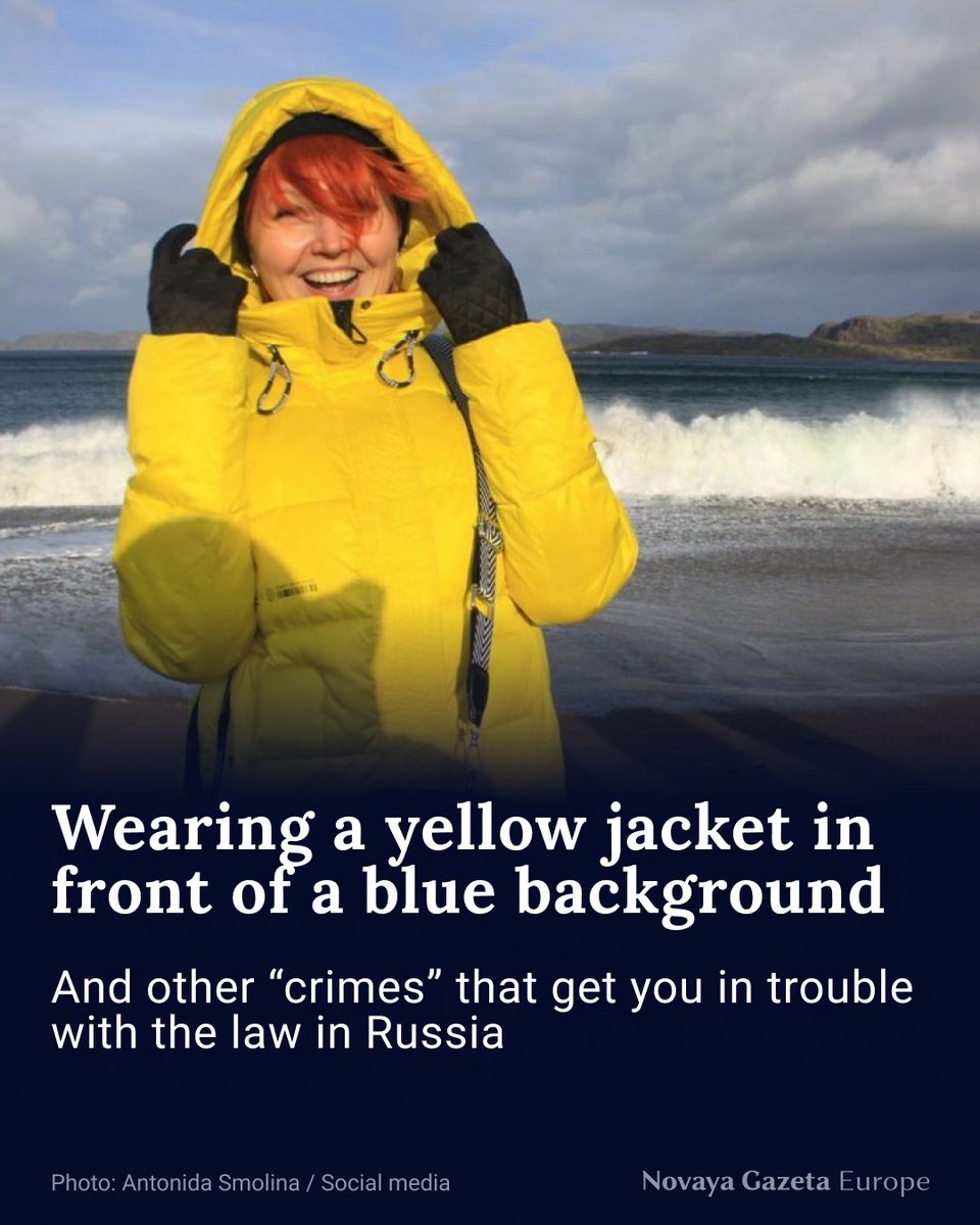 Wearing a yellow jacket and posing in front of a blue background of sky and sea was cause enough for someone to report Antonida Smolina, a resident of northwestern Russia’s city of Vologda. Police visited Smolina at home after someone reported an “enemy symbol” in a picture she…