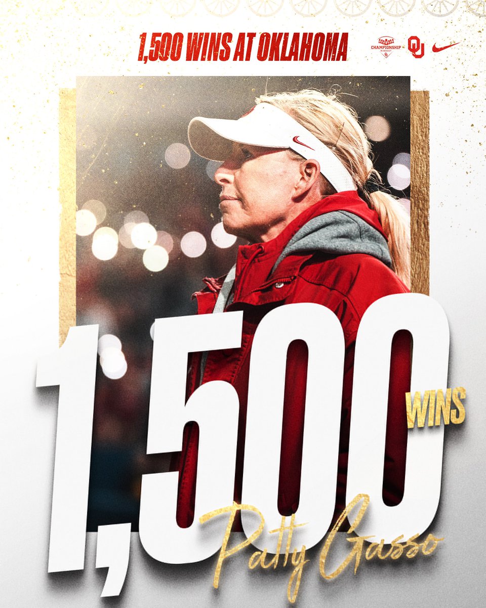 Welcome to the 𝟏,𝟓𝟎𝟎 𝐍𝐂𝐀𝐀 𝐖𝐢𝐧 𝐂𝐥𝐮𝐛, Coach Gasso! Coach becomes just the third softball coach in NCAA history to reach 1,500 career wins. 🫡 #ChampionshipMindset