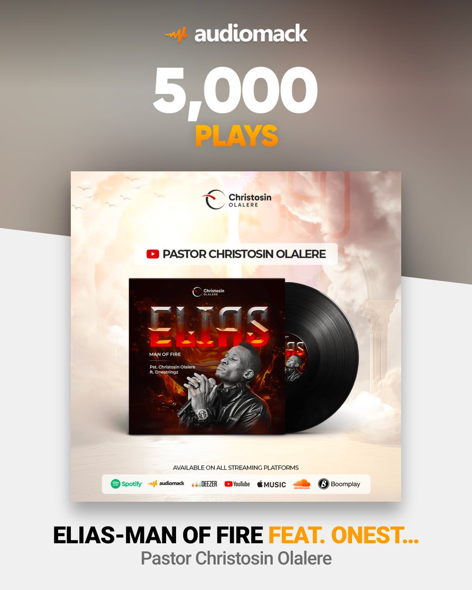 iamchristosin's tweet photo. NOW 5000 PLAYS ON AUDIOMACK

In barely Six hours of being OUT 💃🏾

A song as powerful as this one cannot but reach the ends of the earth!!!

Join the world to listen here⬇️

YouTube at: https://t.co/HTwXhxjfwK

OR, just search for Pastor Christosin Olalere on YouTube. https://t.co/UGTL9PWiDW