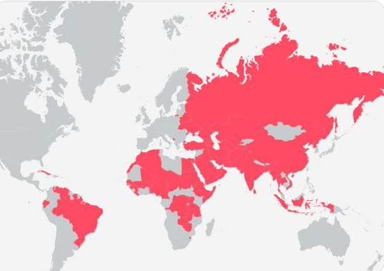 BOMBA - Brasil foi posto neste mapa de Ditaduras e Regimes Instáveis que censuram aplicativos de mensagens e redes sociais. By Eli Vieira @EliVieiraJr O Brasil já está em 2° lugar em restrições nas Américas, perdendo apenas para Venezuela. - Segundo um relatório da empresa de