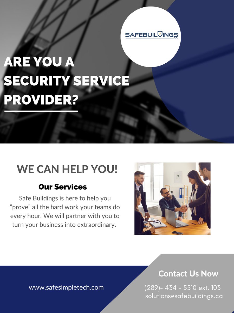 Together, we're redefining the standards of safety and security. Contact us today!

safebuildings.ca
289 - 434 - 5510

#ProofOfCompliance #Security #RiskManagement #Patrols 
#SecurityProviders #SafetyStandards #ComplianceTracking #SecurityTechnology #RiskMitigation