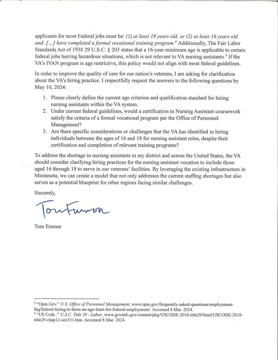 92% of VA healthcare facilities are facing certified nursing assistant shortages. This week, we sent a letter to the Department of Veterans Affairs urging clarification in hiring practices at the VA to ensure our veterans and their families have access to the best possible care.