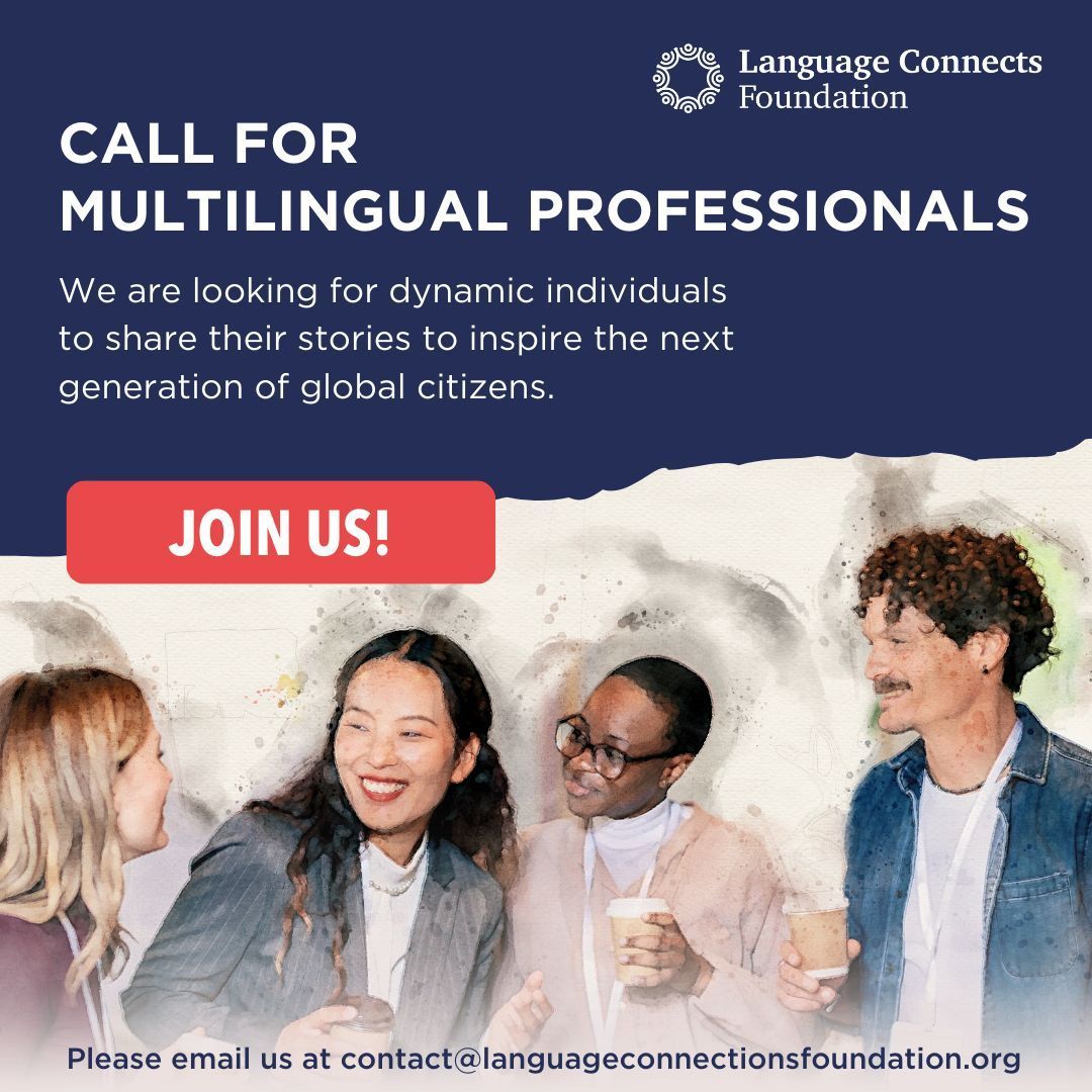Have your language and cultural skills opened doors for you professionally? Please share your story with the Language Connects Foundation. Your experience will inspire current language students and teachers. To contact LCF please visit: bit.ly/48R9tAq