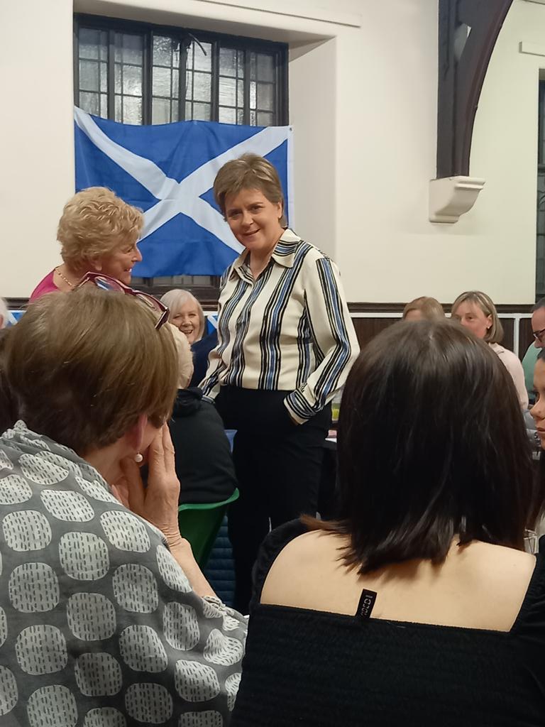 An exclusive you won't find in the Daily Record. Nicola Sturgeon pictured drawing the raffle at the glitzy and world famous Crossmyloof Curry Quiz Night.