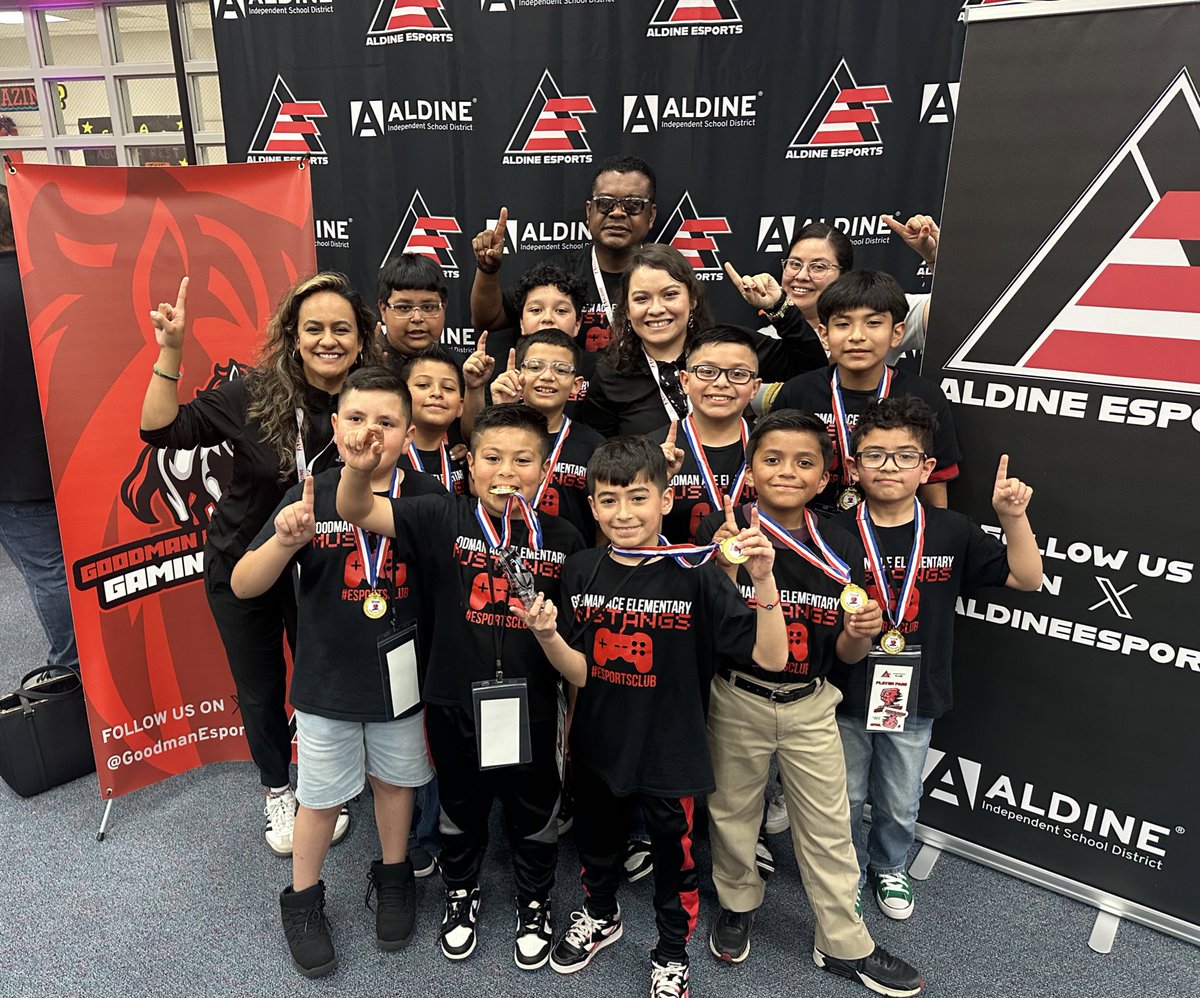 We did it! 🎉 Our elementary esports team clinched 1st place in Super Smash, Mario Kart, and Rocket League at our first-ever tournament! So proud of our young champions! Thank you @Hill_AISD for hosting an amazing event🏆 #EsportsElementaryChamps @GoodmanES_AISD @AldineEsports