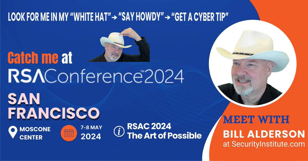 Catch Bill Alderson wearing 'WHITE HAT', at the RSA Conference 2024. Say him 'Hello & High Five, Howdy' and receive invaluable Cyber Tips 🌟

Bill will share a valuable 30-second tip on how smart SolarWinds users avoided becoming victims of the biggest Supply Chain Attack in