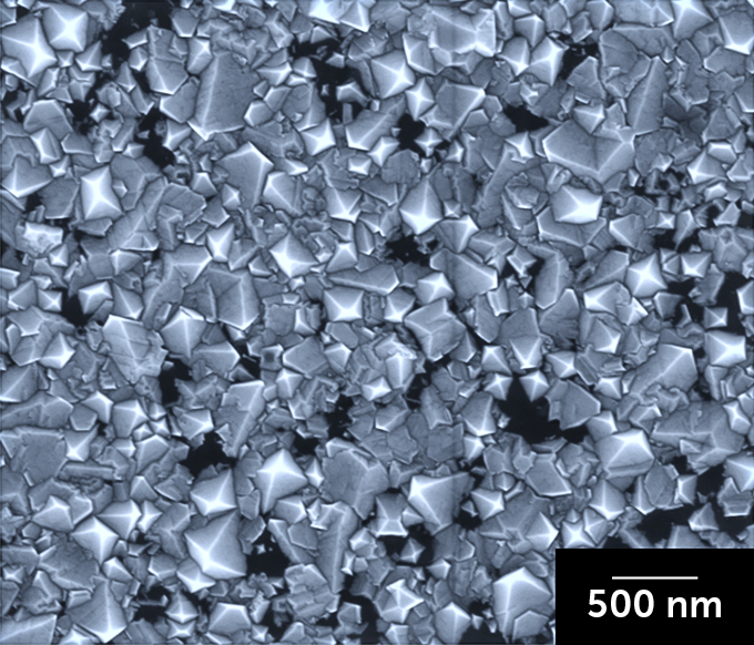 Lab-grown diamonds can be made in liquid metal at high pressure. A new technique makes diamonds at atmospheric pressure. This sheet of diamonds was grown within a liquid of gallium, iron, nickel and silicon. sciencenews.org/article/diamon…