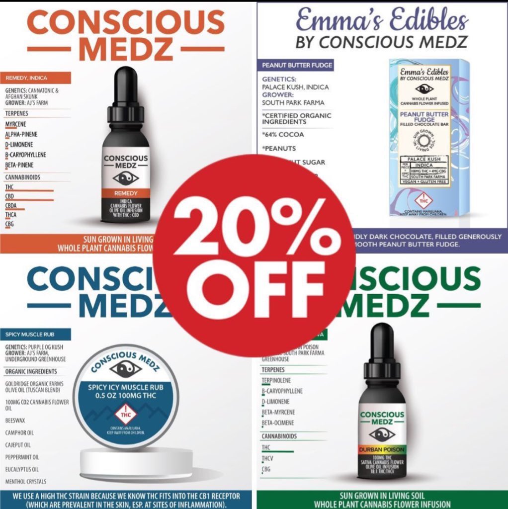 📢🌿🌞It's Conscious Saturday at Simply Pure! All #ConsciousMedz sun-grown vegan tinctures, edibles and topicals are 2⃣0⃣% off today!🌞🌿📢
#Denver #dispensary #cannabis #WomanOwned #CannabisCommunity #BlackOwned #VeteranOwned #cannabisindustry #cannabisculture #IAmAPurest