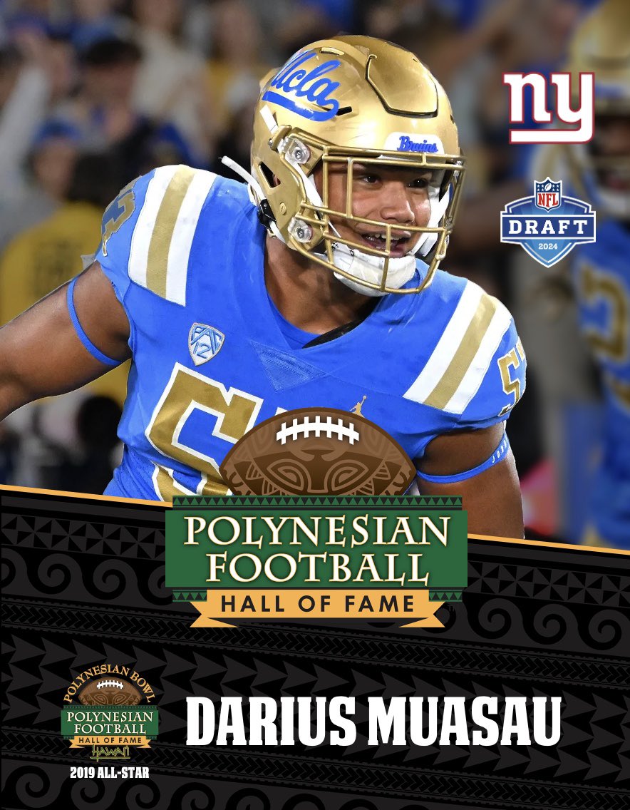 Congratulations to Darius Muasau on being selected in the 2024 @NFL Draft by the @nygiants!   #PolynesianPride #NFLDraft #PolynesiansInTheNFL