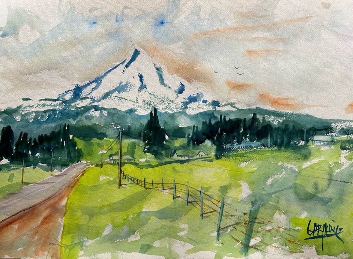 Hope your weekends got a great view! 

#mthood 
Painting by my pa.