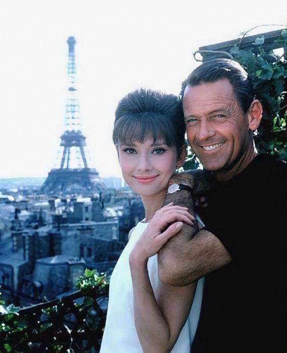 Audrey Hepburn and William Holden in Paris.