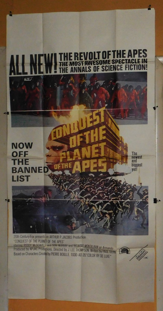 Anyone ever seen a 'Conquest of the Planet of the Apes' South African 3-sheet movie poster? 'Now off the banned list'.