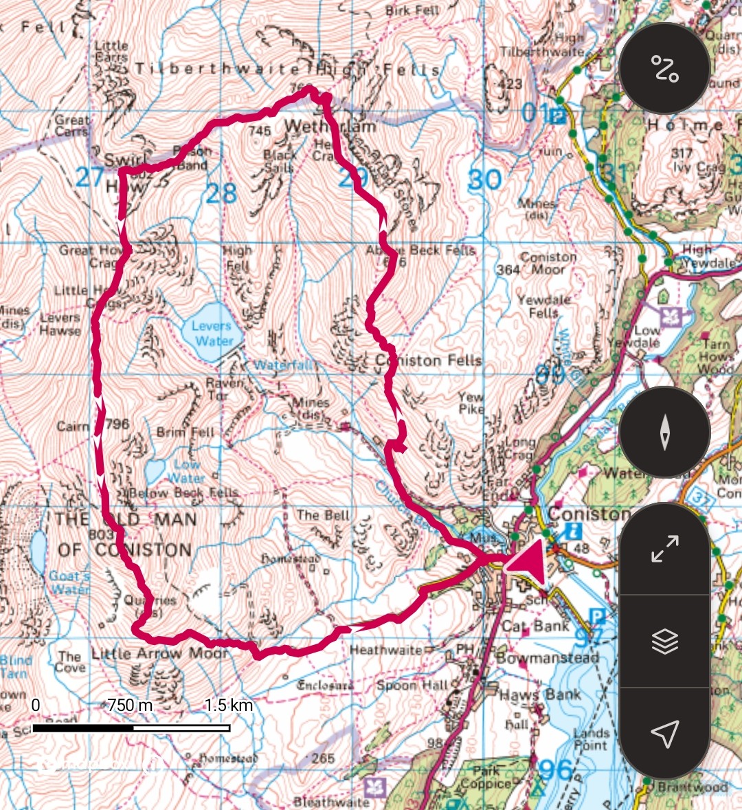 17.5km and some sort feet in the Coniston Fells this morning.