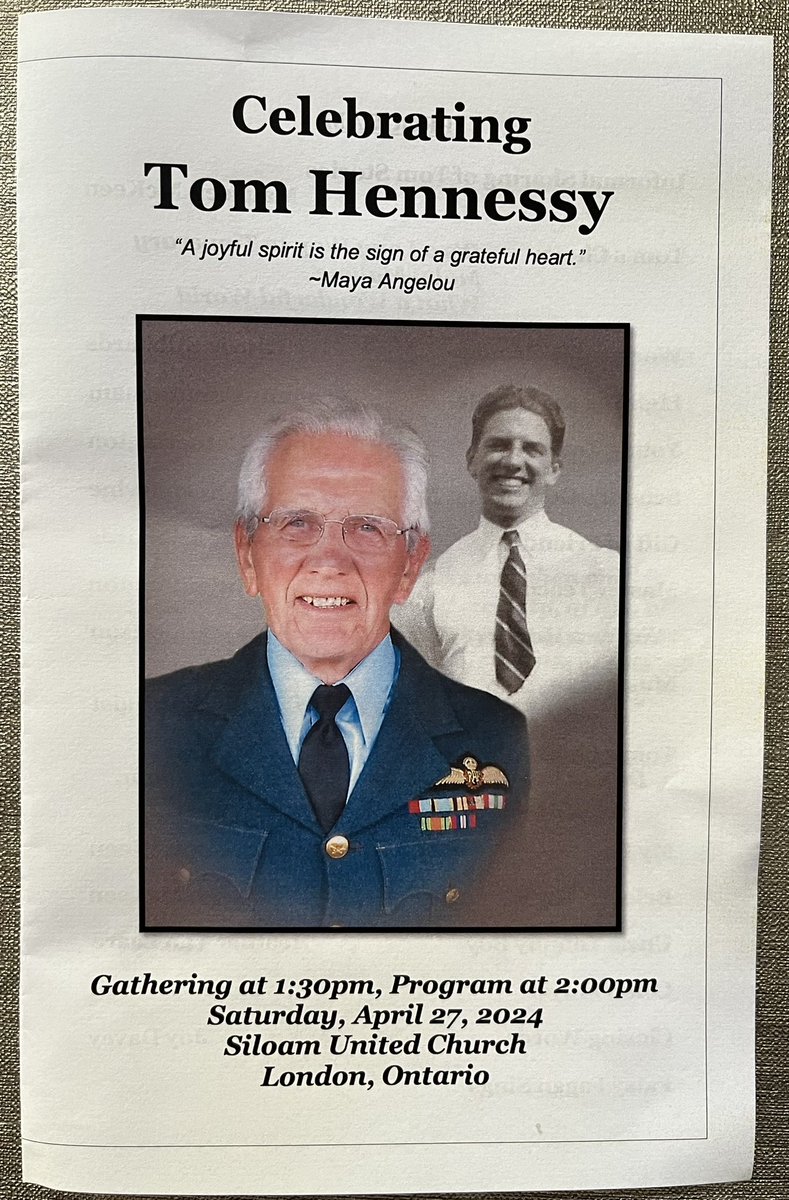 At the Celebration of Life for Veteran Tom Hennessy today. Tom touched the lives of many in London and beyond. Thank you to his family for the honour of their invitation. His example is a remarkable one. Learn more about Tom here: london.ctvnews.ca/we-never-said-… #ldnont