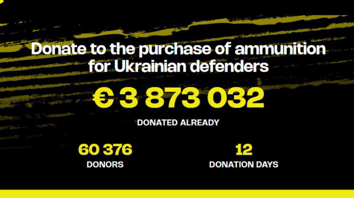 Slovakia’s government opposes aid to Ukraine, so Slovaks launched an online initiative to collect money for artillery shells and already collected more than €3 million in 12 days🫶🏻