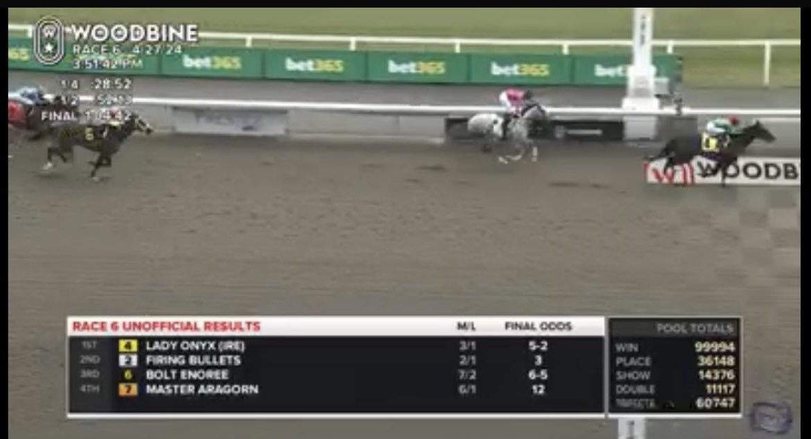 Homebred stakes-placed filly LADY ONXY (by <a href="/RathbarryStud/">Rathbarry & Glenview</a> Stud Kodi Bear) was a very impressive winner of a $110,700 Allowance <a href="/WoodbineTB/">Woodbine Racetrack</a> on her North American debut for <a href="/TeamValor/">Team Valor</a> and Mark Casse.

Sold as a yearling <a href="/Goffs1866/">Goffs</a> to <a href="/JohnnyMurtagh/">Johnny Murtagh</a> &amp; <a href="/LinehanBloodstk/">Linehan Bloodstock</a>