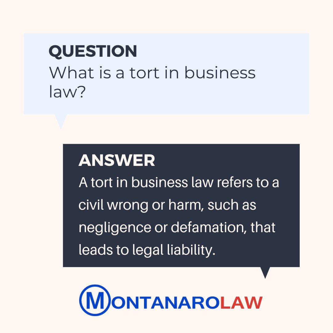 montanarolaw's tweet image. MontanaroLaw offers expert business law representation. Call and schedule a consultation today to address your business needs! #BusinessLawInsights #TortInBusiness #LegalLiability #MontanaroLaw #BusinessRepresentation

(516)809-7735
montanarolaw.com
info@montanarolaw.com