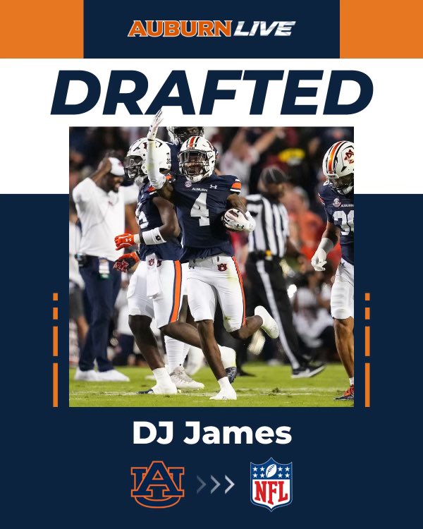Auburn CB DJ James drafted No. 192 overall in the 6th Round by the Seattle Seahawks #NFLDraft @Seahawks @Djames00x @AuburnFootball @AuburnLiveOn3