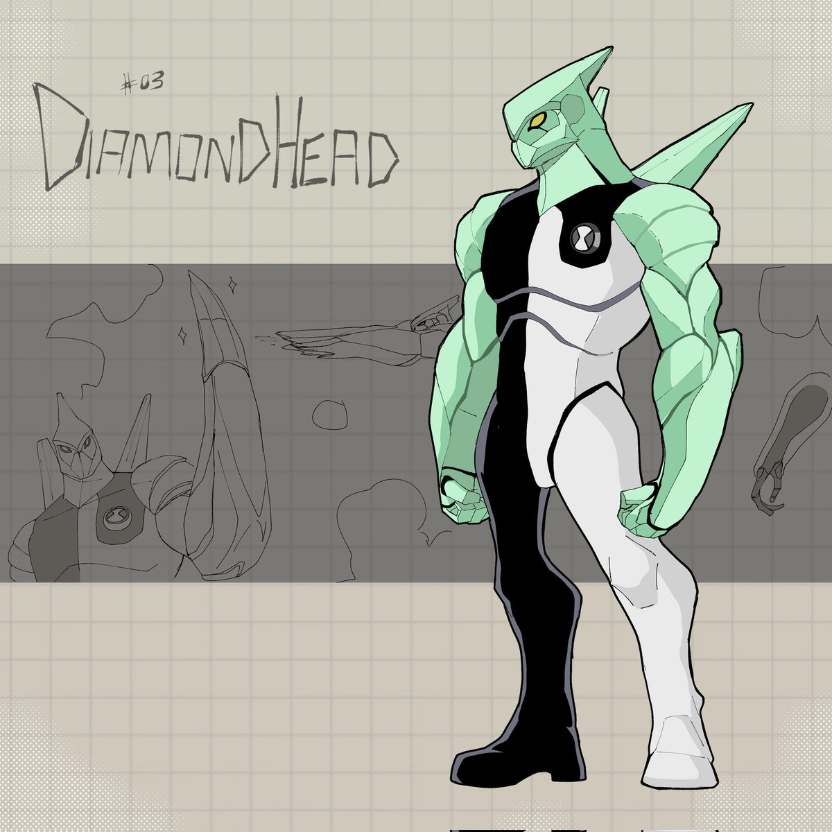 Diamondhead.
He isn't made entirely out of 'diamonds' instead it is an exoskeleton that protects his inner body.
He is incredibly durable and can withstand most attacks except sound.
He can manipulate this exoskeleton and shape it to whatever he wants