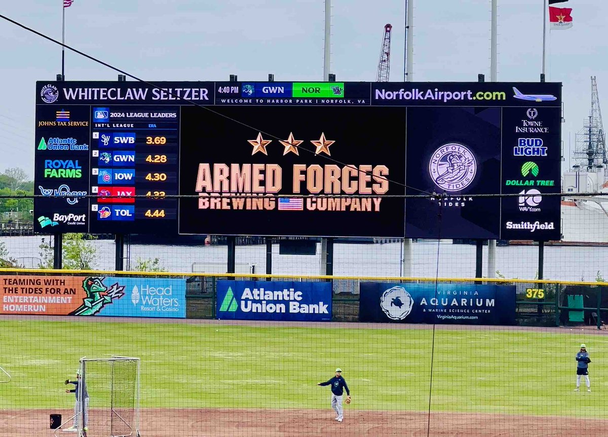 The @norfolktides Ball Park Is Lit Up With Armed Forces Brewing Company. 🇺🇸 🇺🇸 🇺🇸 Thank You To Our Special Warfare Personnel. We are Honored To Sponsor Your Game Tonight! #ArmedForcesBrewingCompany #NorfolkTides #Norfolk #NorfolkVA #NavySeals