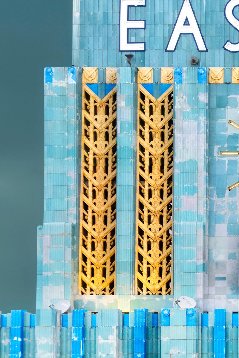 Hythacg's tweet photo. 10 of the most colorful Art Deco Skyscrapers photographed by drone.

1. Eastern Columbia Building
Los Angeles, CA - 1930