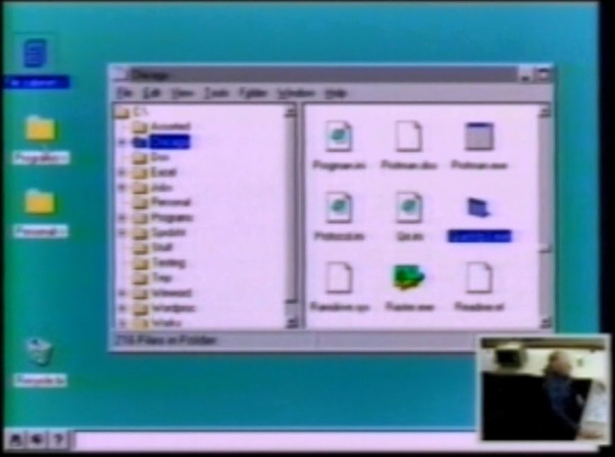 The Windows 95 Usability Testing Builds are the earliest known builds of Windows 95. They are shown in a Microsoft video demonstrating part of the usability testing process for Windows 95, from late 1992/early 1993. They showcase an early taskbar with no clock or Start button.