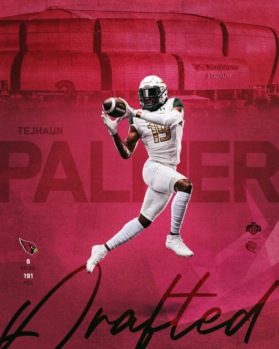 𝐓-𝐏𝐀𝐋𝐌 𝐈𝐒 𝐀 𝐂𝐀𝐑𝐃𝐈𝐍𝐀𝐋!

The Arizona Cardinals select wide receiver Tejhaun Palmer in the 6th round as the 191st overall pick!

#WinAsOne | #BirdGang