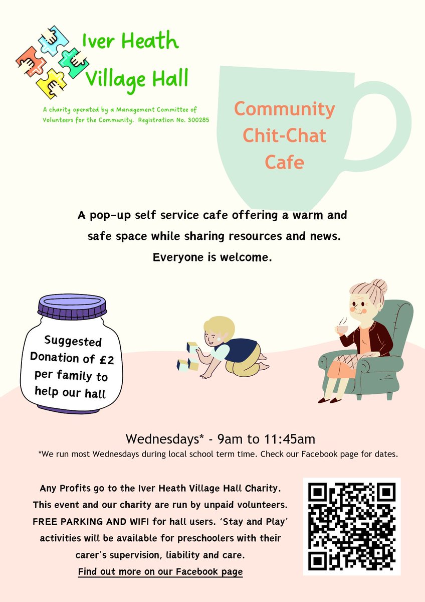Pop in to the Iver Heath Village Hall anytime between 9am and 11:45 

#wellbeingmatters #EveryoneIsWelcome