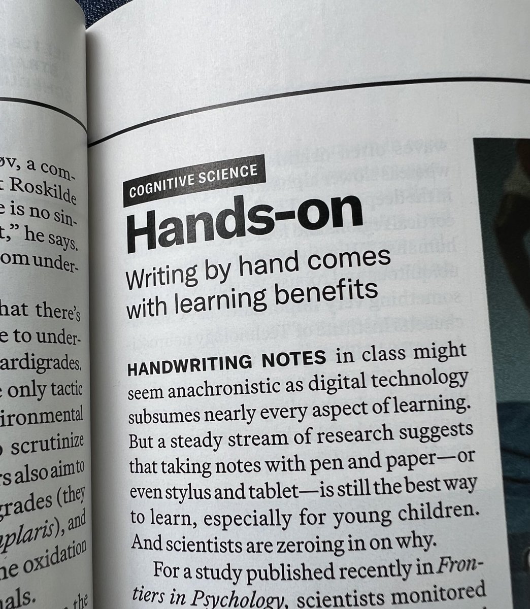 RLGMike's tweet image. “As you’re drawing a letter or writing a word, you’re taking this perceptual understanding of something and using your motor system to create it.  That creation is then fed back into the visual system, where it’s processed again.” (Sophia Vinci-Booher, Sci Am, May, 2024)