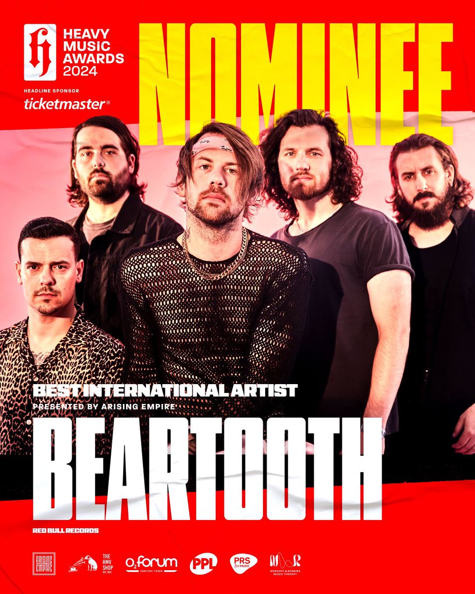 .@Beartooth is nominated for Best International Artist at this year's @heavymusicawards! Vote: vote.heavymusicawards.com