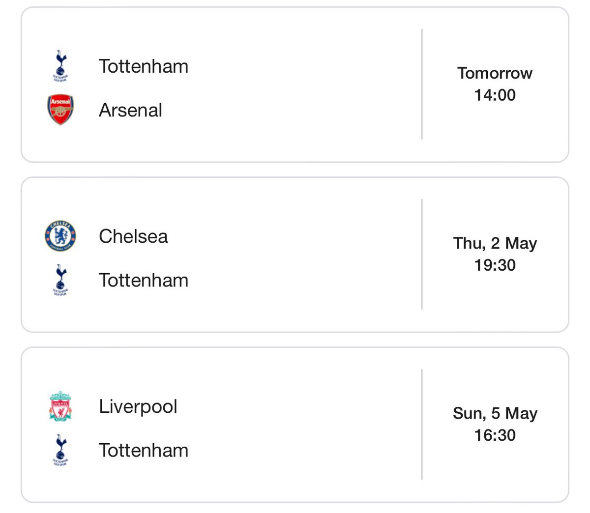 If Spurs win these 3 then they'll get nothing but a round of applause from me!