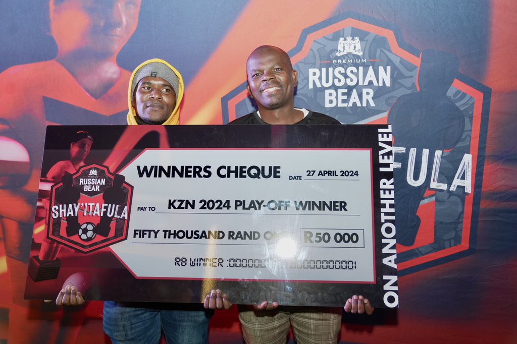 Congratulations to the Dubazane team from Pietermaritzburg, for winning the KZN play-offs, in Russian Bear Shayitafula Foosball Tournament. Bawine uR50 000 and proceed to the finals, where they stand a chance of winning R100 000. #OnAnotherLevel #GagasiFM