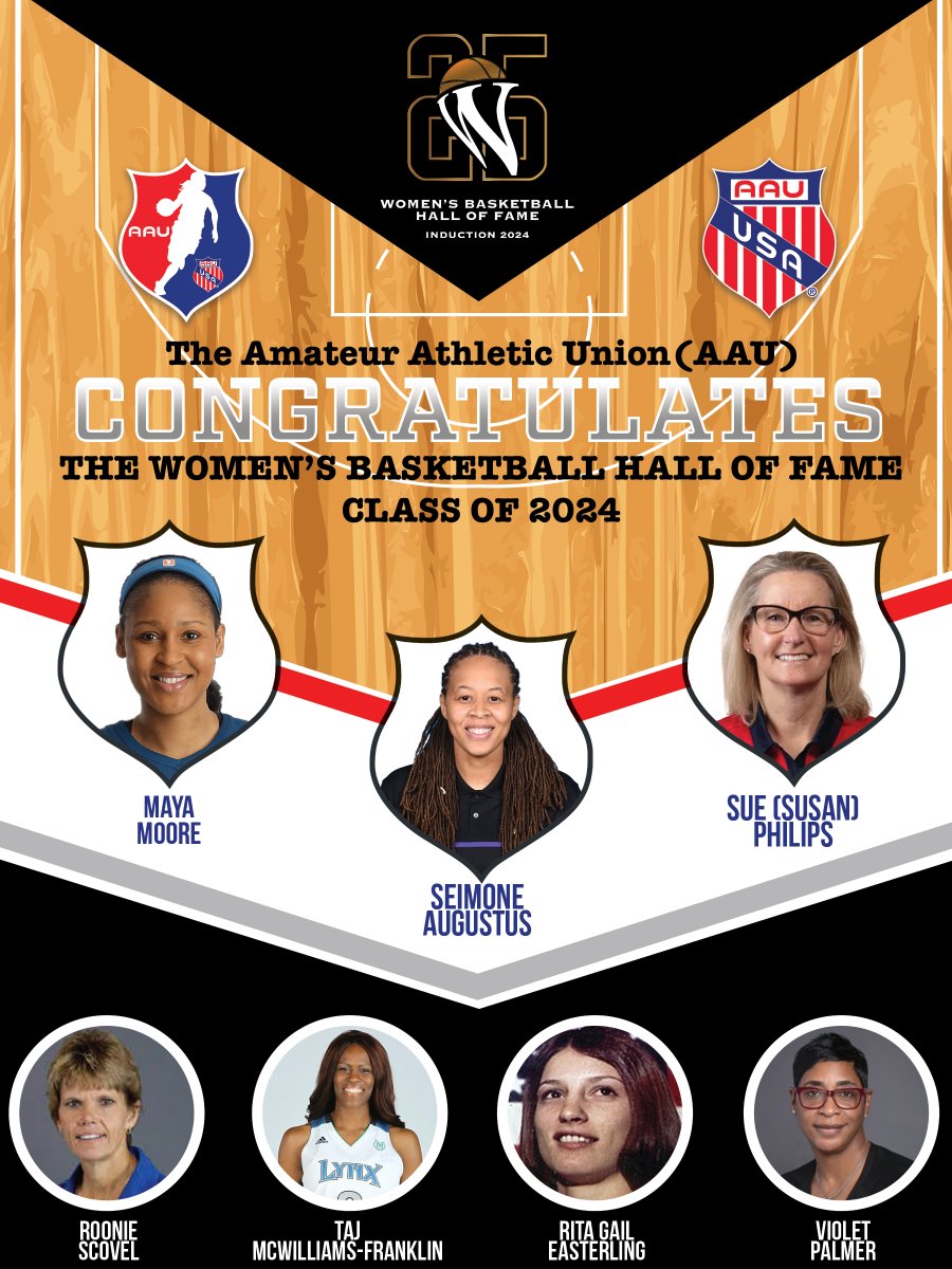 Congratulations to the @WBHOF Class of 2024!!! Thank you for paving the way! Women's Basketball is better than it has ever been, and we wouldn't be here without all of you amazing women being inducted this year 🧡🏀  

#WBHOF #AAUBasketball #WomenInSports #AAUGirlsBasketball