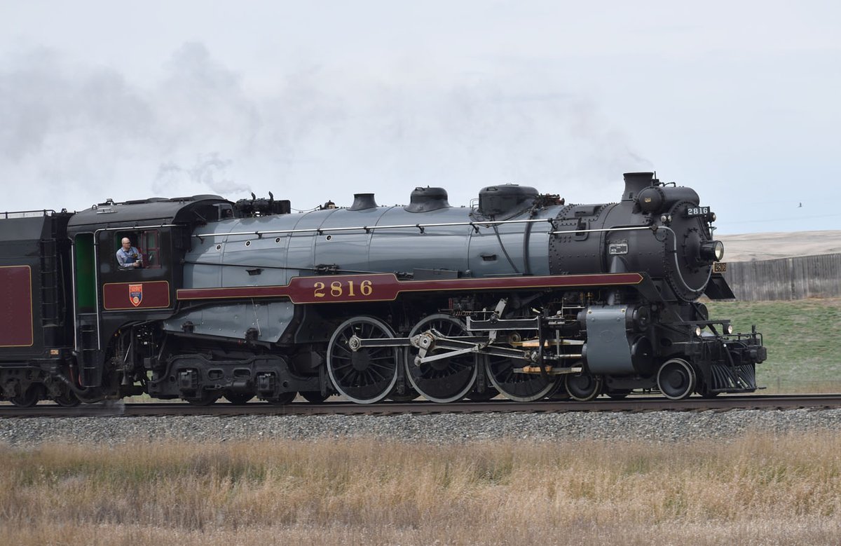 The fully restored Empress 2816 steam locomotive, originally built in 1930, made a brief stop in #SwiftCurrent during the Canadian Pacific Kansas City (CPKC) Final Spike Anniversary Steam Tour from Calgary to Mexico City.  <a href="/CPKCrail/">CPKC</a>  #FinalSpikeSteamTour