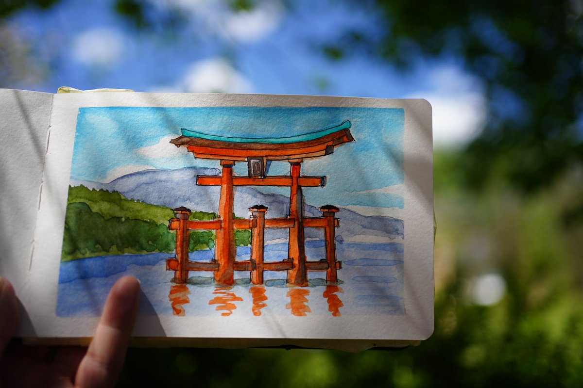 屋外で絵を描く！
Painting outdoors! 🎨🌱
#Art #nature #photography #Sony #Bavaria #Germany #spring #japan #SAKURA #Myajima #Watercolour #Aquarell #brush #Schmincke #Horadam #flower #Jawlensky #Itsukushima