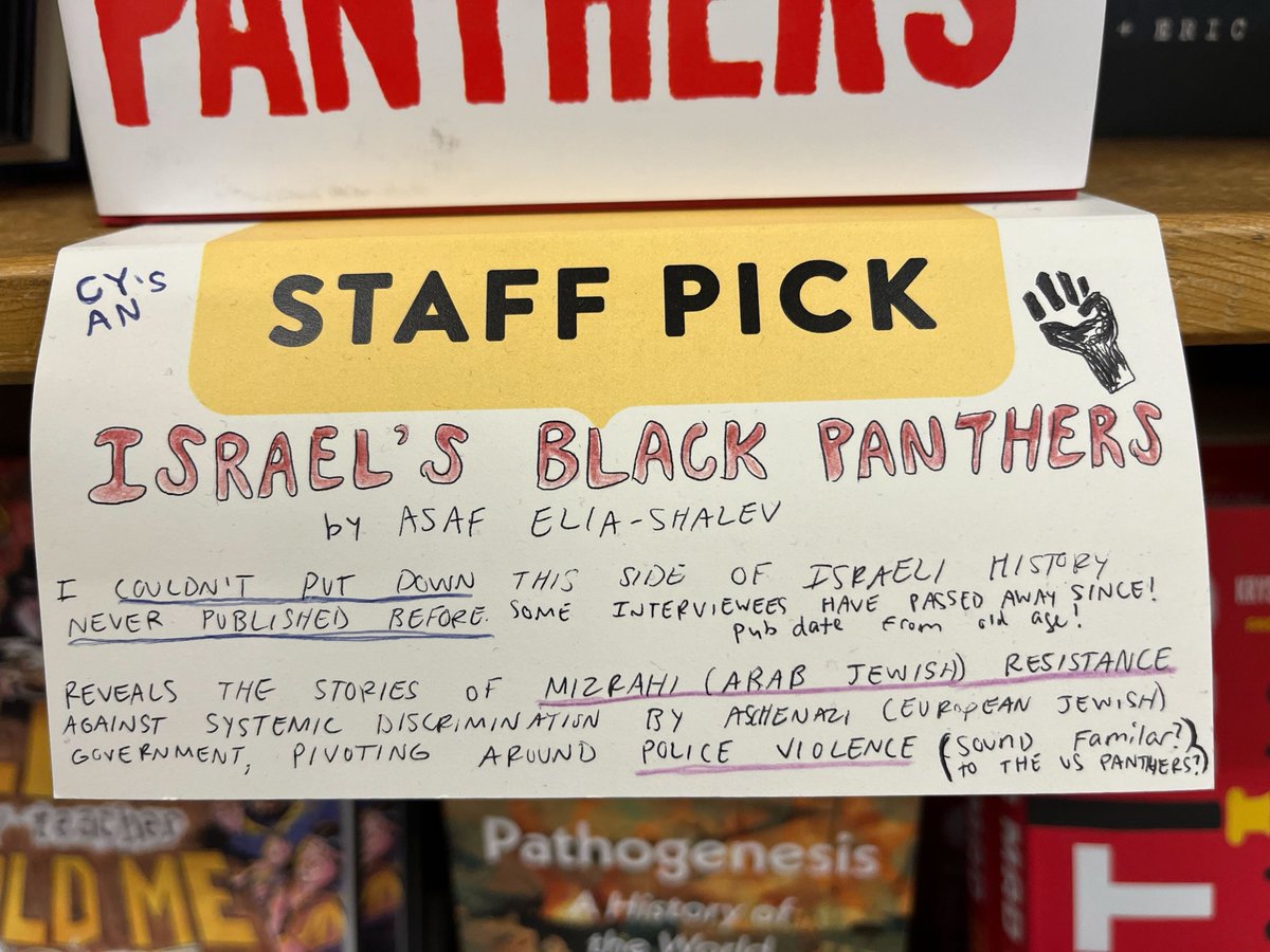 Holy shit! Israel Black Panthers is a staff pick at the legendary @Powells in Portland! Thanks for spotting this @AndrewLapin