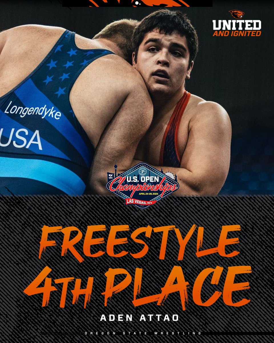 Finishing the freestyle bracket of the U.S. Open, Aden will wrap up his stint in Vegas with a 4⃣th place finish! #GoBeavs