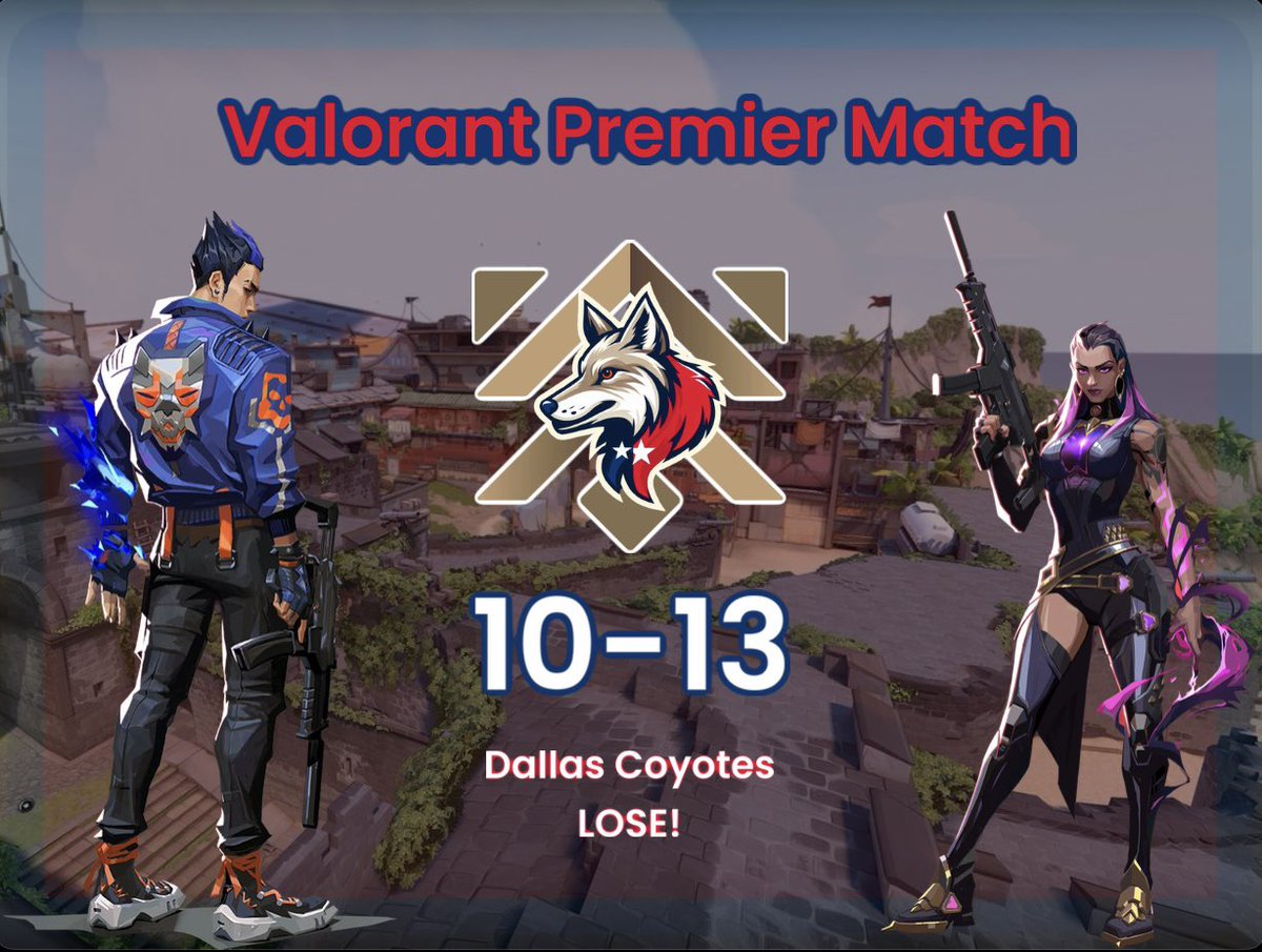 DC #Valorant goes 1-1 tonight. A sweep and then lose 10-13….

BUT - THEY’VE QUALIFIED FOR ELITE 1! W

Proud of the DC Valorant team and their effort to finish off the season with us! 
#DallasCoyotes #DCfam #OnTheProwl