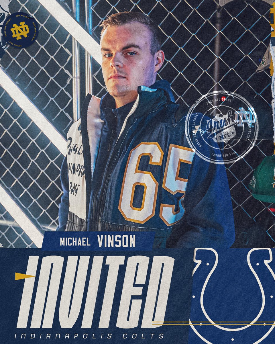 Notre Dame Football (@ndfootball) on Twitter photo Rookie Mini Camp Invite
Staying in Indiana
<a href="/michaelvinson55/">Michael Vinson</a> โก๏ธ <a href="/Colts/">Indianapolis Colts</a>
#GoIrishโ๏ธ Rookie Mini Camp Invite
Staying in Indiana
<a href="/michaelvinson55/">Michael Vinson</a> โก๏ธ <a href="/Colts/">Indianapolis Colts</a>
#GoIrishโ๏ธ